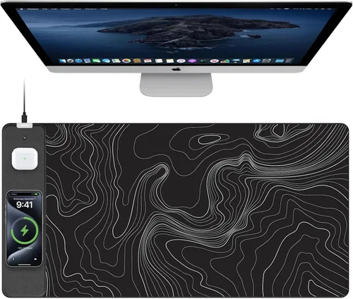 Vista 11 de TopMade Alfombrilla de Mouse de Carga Inalámbrica, Alfombrilla de Mouse para Juegos RGB, Alfombrilla de Escritorio para Oficina en Casa, 31.5" x RGB