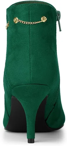 Vista 3 de Allegra K Botines de tacón de aguja con cremallera lateral y punta puntiaguda para mujer