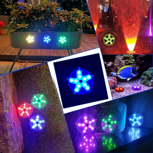 Vista 6 de Luces flotantes para piscina, luces magnéticas impermeables que cambian de color, luces de piscina alimentadas por pilas que flotan, estrellas