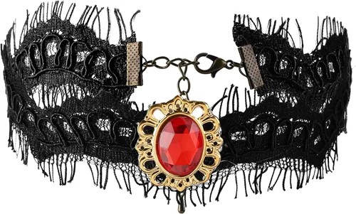 Vista 10 de Gargantilla de encaje negro gótico con tatuaje para fiesta de Halloween, accesorio personalizado para mujer R1: blanco