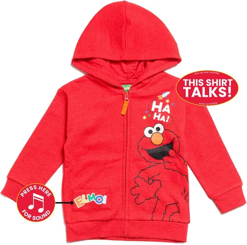 Vista 4 de Sesame Street Elmo - Sudadera con capucha de forro polar con cremallera para bebés y niños