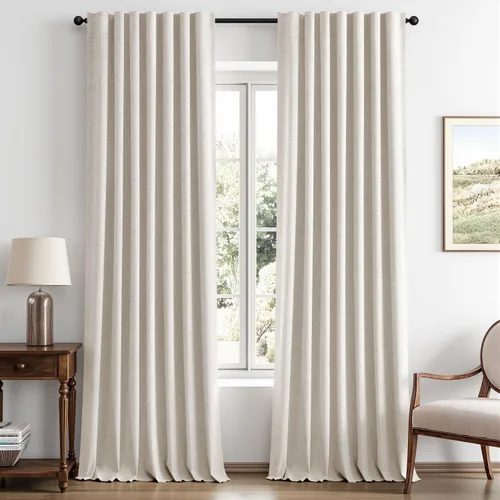 Vista 76 de MIULEE - Cortinas de lino 100% opacas de 42 x 72 pulgadas, color blanco Blanco grisáceo