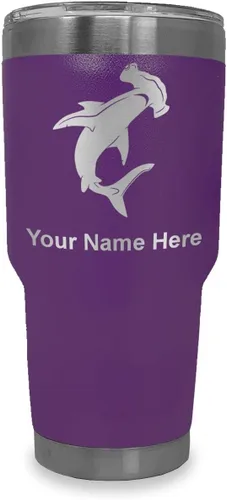 Vista 24 de LaserGram Vaso aislado al vacío de 20 onzas, tiburón martillo, grabado personalizado incluido (negro)