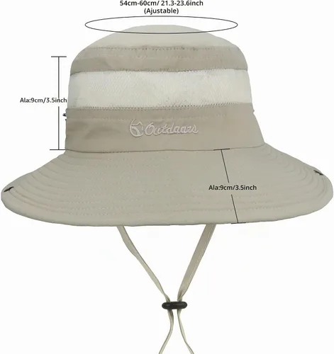 Vista 3 de Sombrero de sol al aire libre para mujer, protección solar, malla de secado rápido, UPF 50+ (tamaño ajustable)
