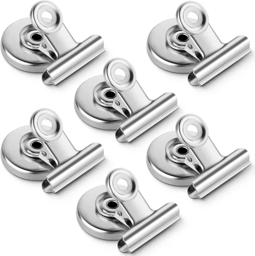 Vista 27 de Grtard Paquete de 6 clips magnéticos resistentes, clips magnéticos para refrigerador, imanes de refrigerador, clip magnético fuerte, imanes sin Negro