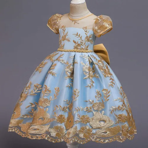 Vista 4 de NNJXD - Elegante vestido de princesa con cinturón de lazo de tul de algodón y estampado de flores
