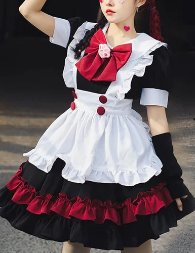 Vista 2 de CRFASIBE Vestidos de sirvienta de anime francés delantal de sirvienta, disfraz de cosplay