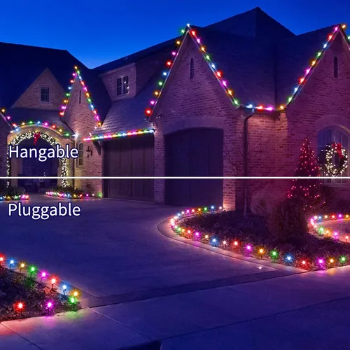 Vista 5 de Brightown Cadena de luces C9 de Navidad para exteriores, 25.7 pies, 20 luces LED para camino, luz de pasillo impermeable conectable para interiores