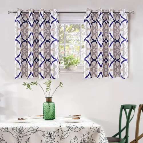 Vista 34 de Cortinas DriftAway Alexander de oscurecimiento para sala de estar, mezcla de lino con patrón, térmicas, oscurecedoras, geométricas, estilo marroquí
