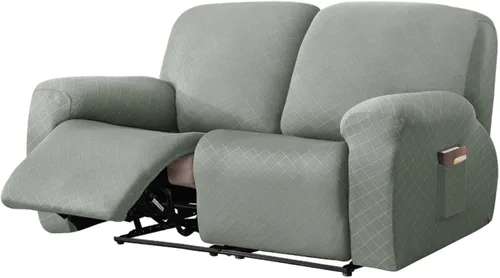 Vista 12 de vctops Funda reclinable con diamantes de 4 piezas, funda elástica para sofá reclinable de 1 plaza, protector suave y sólido para muebles con correa
