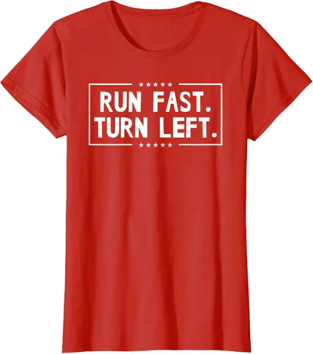 Vista 96 de Run Fast Turn Left - Camiseta para correr de pista y campo