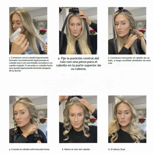 Vista 5 de Diadema de Varilla Rizadora Sin Calor, Cinta de Seda Sin Calor, Varilla Rizadora, Rulos para el Cabello, Rizos con Clip de Garra para el Cabello