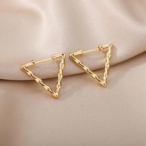 Vista 3 de SPRING YOW - Aretes de aro triangulares para mujer, de color plateado, geométrico, en forma de V, accesorios de joyería de moda, dorado, E2310G-3