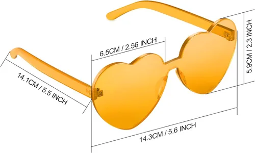 Vista 2 de Maxdot - Lentes de sol transparentes sin marco con forma de corazón para fiestas