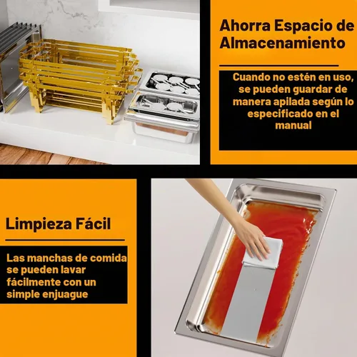 Vista 8 de Amhier Platos de roce para bufé, paquete de 6, dorado