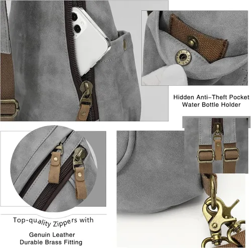 Vista 4 de KL928 Bolso bandolera de piel sintética Mochila pequeña cruzada de hombro, mochila casual para hombres y mujeres
