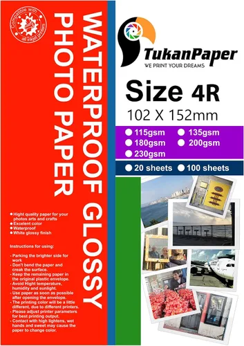 Vista 2 de Papel de impresión de fotografía Inyección de tinta brillante mejor imagen 4x6 4R Tamaño 100 hojas peso 230gsm para todas las impresoras