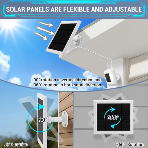 Vista 3 de Panel solar IP65 para exteriores para cámaras de anillo (blanco 1P) Spotlight Cam Plus/Pro Stick Up Cam/Pro Wireless Outdoor con cable largo de 10