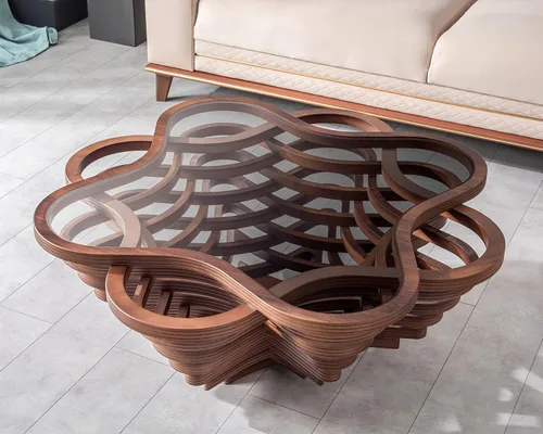 Vista 4 de by Papella Design, Mesas de centro de nogal natural Veener para sala de estar, mesa rústica, mesa de centro para sala, mesa central, mesa de Nube