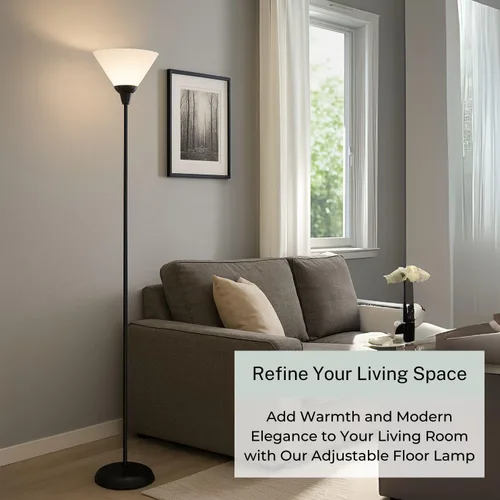 Vista 2 de Lámpara de suelo Light Accents con pantalla color blanco, 100 W, negro, 6113-21, 100.00watts Lámpara Torchiere Negra