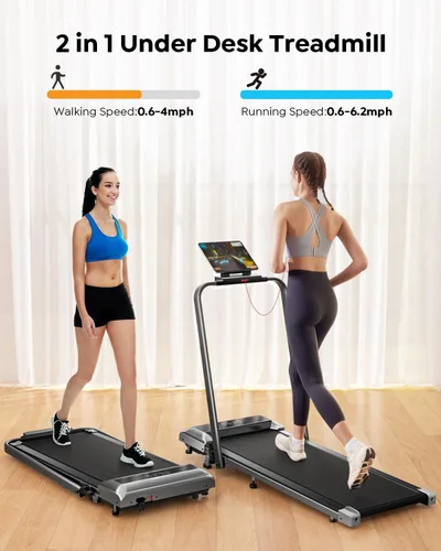 Vista 4 de Acezoe Caminadora Walking Pad con Inclinación, 2 en 1 Caminadoras Plegables para Casa Oficina Pequeña, 300lbs Caminadora Portátil Compacta Bajo
