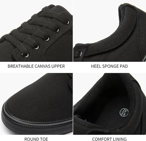 Vista 3 de BENPAO Zapatos casuales blancos para hombre, zapatillas de deporte de moda negras para hombres, zapatos de lona con cordones