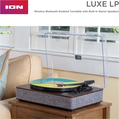 Vista 9 de ION Audio Luxe LP - Reproductor de discos de vinilo Bluetooth con altavoces, conversión USB, placa de tamaño completo, parada automática, salida