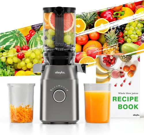 Vista 7 de Máquinas exprimidoras, exprimidor de prensa en frío con canal de alimentación grande de 4.3 pulgadas para frutas y verduras enteras, máquina Negro
