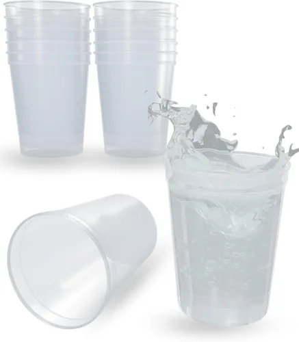 Vista 79 de PartyPrints Paquete de 100 vasos de plástico en blanco reutilizables de 10 a 12 onzas, vasos de estadio a granel, sin BPA, aptos para lavavajillas