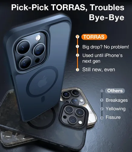 Vista 4 de TORRAS Magnetic Guardian - Funda diseñada para iPhone 14 Pro Max [probada en caídas de grado militar] [compatible con MagSafe] Funda delgada