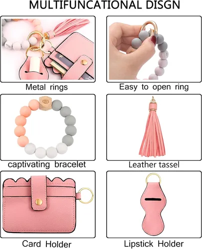 Vista 19 de BVGA Pulsera llavero de pulsera de silicona para mujer
