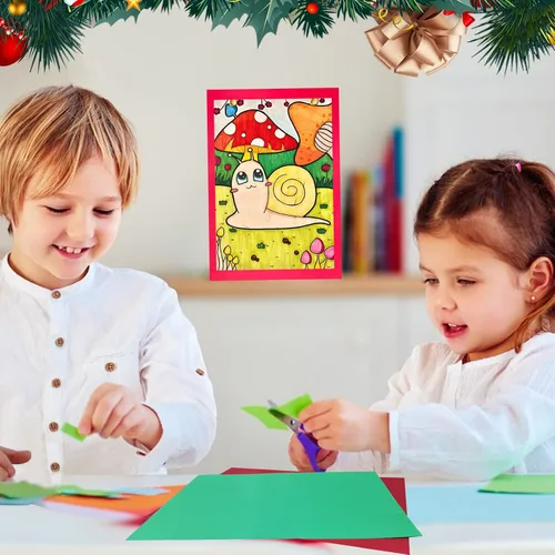 Vista 5 de 100 piezas de papel grueso de cartulina de Navidad, papel de cartulina A4 rojo y verde de 70 libras, papel de cartulina imprimible de grosor medio