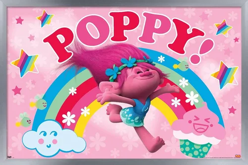 Vista 11 de Trends International Trolls - Póster de pared de amapola, 22.4 pulgadas de largo x 14.7 pulgadas, versión enmarcada en madera de granero Versión