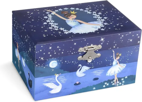 Vista 4 de Jewelkeeper Caja de almacenamiento de joyería musical para niña con bailarina giratoria, 6 x 4.65 x 3.5 pulgadas, paquete de diseño de purpurina