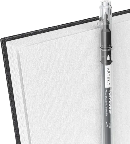 Vista 6 de ARTEZA Juego de cuaderno de bocetos de acuarela, paquete de 3, 64 páginas por libro, 5.5 x 8.5 pulgadas, cuadernos de espiral de tapa dura negra