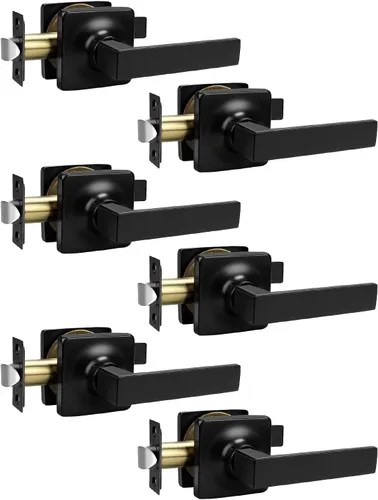 Vista 19 de Mengico Paquete de 1 cerradura de puerta, manijas de puerta negras para interiores, palanca de puerta interior izquierda o derecha, manija de puerta