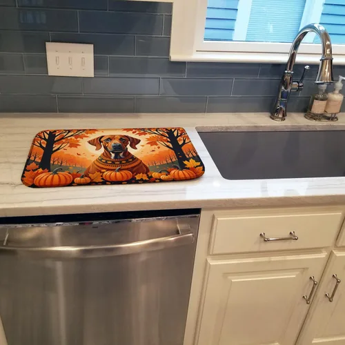 Vista 2 de Caroline's Treasures DAC1066DDM Rhodesian Ridgeback - Tapete de secado de platos absorbente para encimera de cocina, tapete escurridor de platos