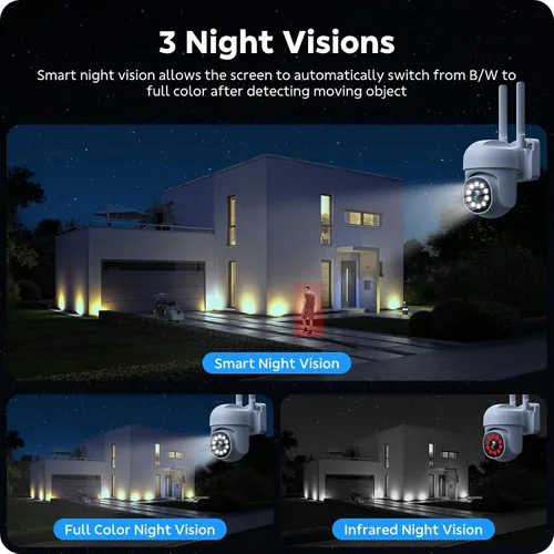 Vista 3 de CAMCAMP Outdoor Security Camera Wireless 2.4G/5G WiFi Connect【Plug-in Power】Pan-Tilt- Zoom Control, 355° View, Full Color Night Vision, Motion