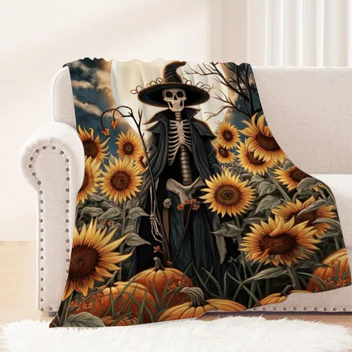 Vista 9 de Manta de Halloween para bebé, mascota pequeña, manta espeluznante de calabazas negras para gatos, manta para cuna, cochecito, decorativa, ligera