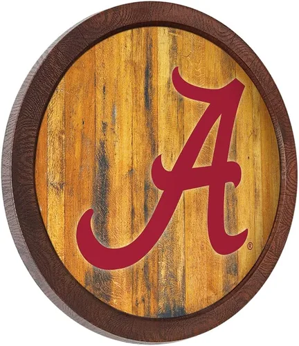 Vista 2 de The Fan Brands NCAA Alabama Crimson Tide: "Faux" - Letrero de barra del equipo deportivo, decoración para el hogar, dormitorio, garaje, oficina
