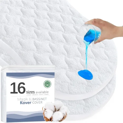 Vista 9 de Funda impermeable para colchón de moisés de 13 x 30 pulgadas, apta para moisés UPPAbaby Protector de colchón acolchado para moisés, 2