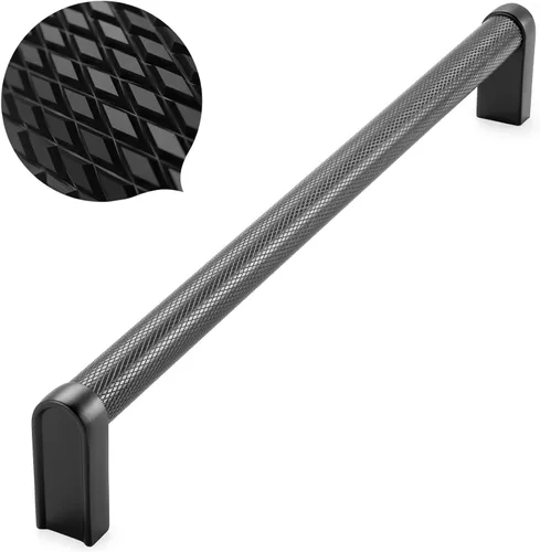 Vista 35 de Koofizo - Paquete de 10 tiradores de gabinete estriados para armario, manija negra para muebles (1.1 pulgadas/28 mm), herrajes sólidos K22