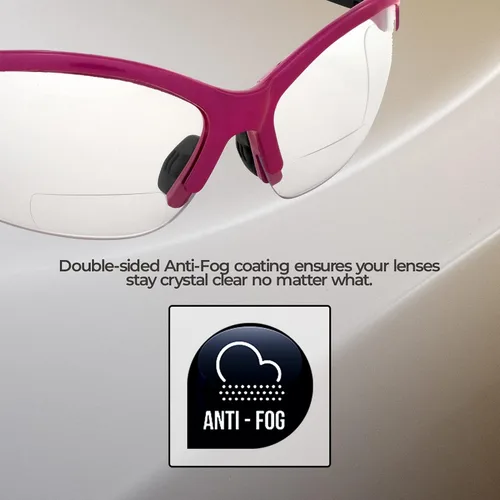 Vista 3 de Global Vision Gafas Cougar Bifocal Gafas De Seguridad De Las Mujeres Rosa Oscuro Marco De Nylon Lentes Transparentes