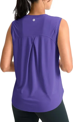 Vista 10 de SANTINY Camiseta sin mangas de entrenamiento para mujer, camiseta atlética Negro