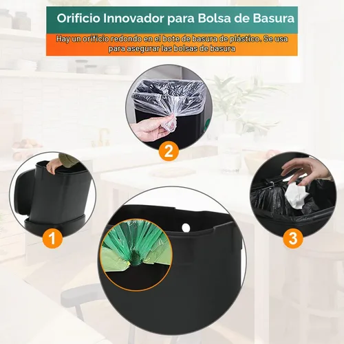 Vista 6 de PayLessHere Cubo de basura de acero inoxidable a prueba de huellas dactilares con cubo interior extraíble y tapas con bisagras, cubo de basura