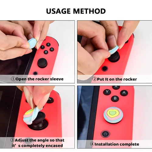Vista 7 de DLseego Thumb Grip Caps Compatible with SwitchLiteOLED, Cute Joystick Caps Soft Silicone Protective Stick Cover 3D Analog 4PCS Grip Buttons for Joy