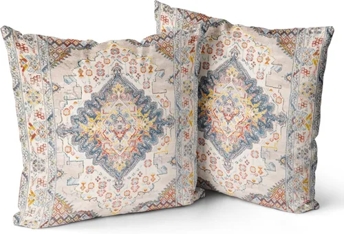 Vista 23 de Snycler Fundas de almohada boho 16x16 pulgadas juego de 2, almohadas de estilo boho para sofá en azul marino, rojo, geométrico, floral, decorativas