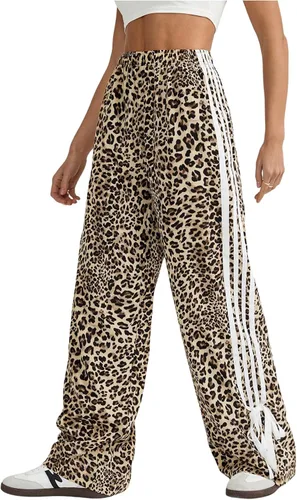Vista 7 de Floerns Pantalones de pierna ancha con estampado de leopardo a rayas Y2K Gris