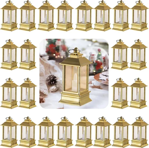Vista 11 de Paquete de 24 mini linternas negras decorativas para interiores, para centro de mesa Battery Powered Small Led Lights Bulk, for Wedding, Table