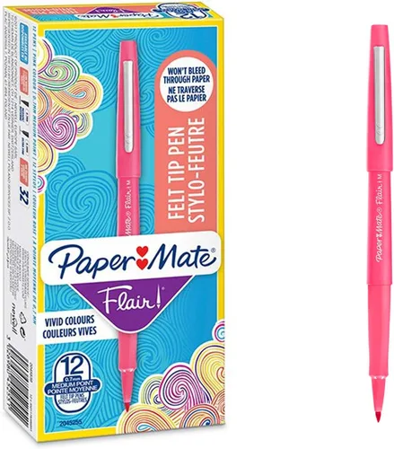 Vista 12 de Paper Mate Flair Original - Bolígrafo de punta de fieltro, tamaño mediano, varios colores estándar, paquete de 3